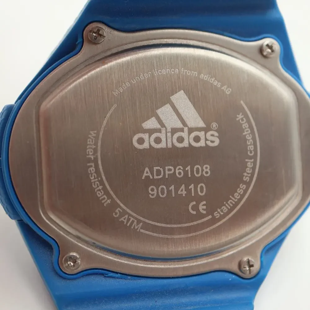Adidas Mens Blue Digital Sport 49mm Watch Alarm Chrono Timer with New Battery